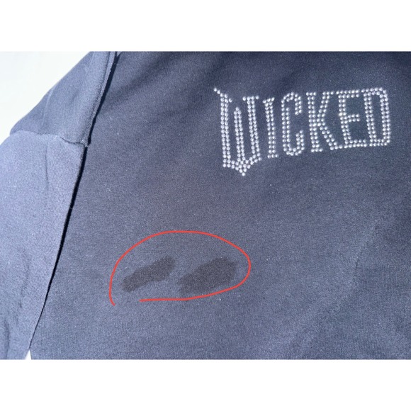 H M Wicked Rhinestone Hoodie Black Kids Size 12 14 Pullover Sweatshirt - Picture 3 of 4